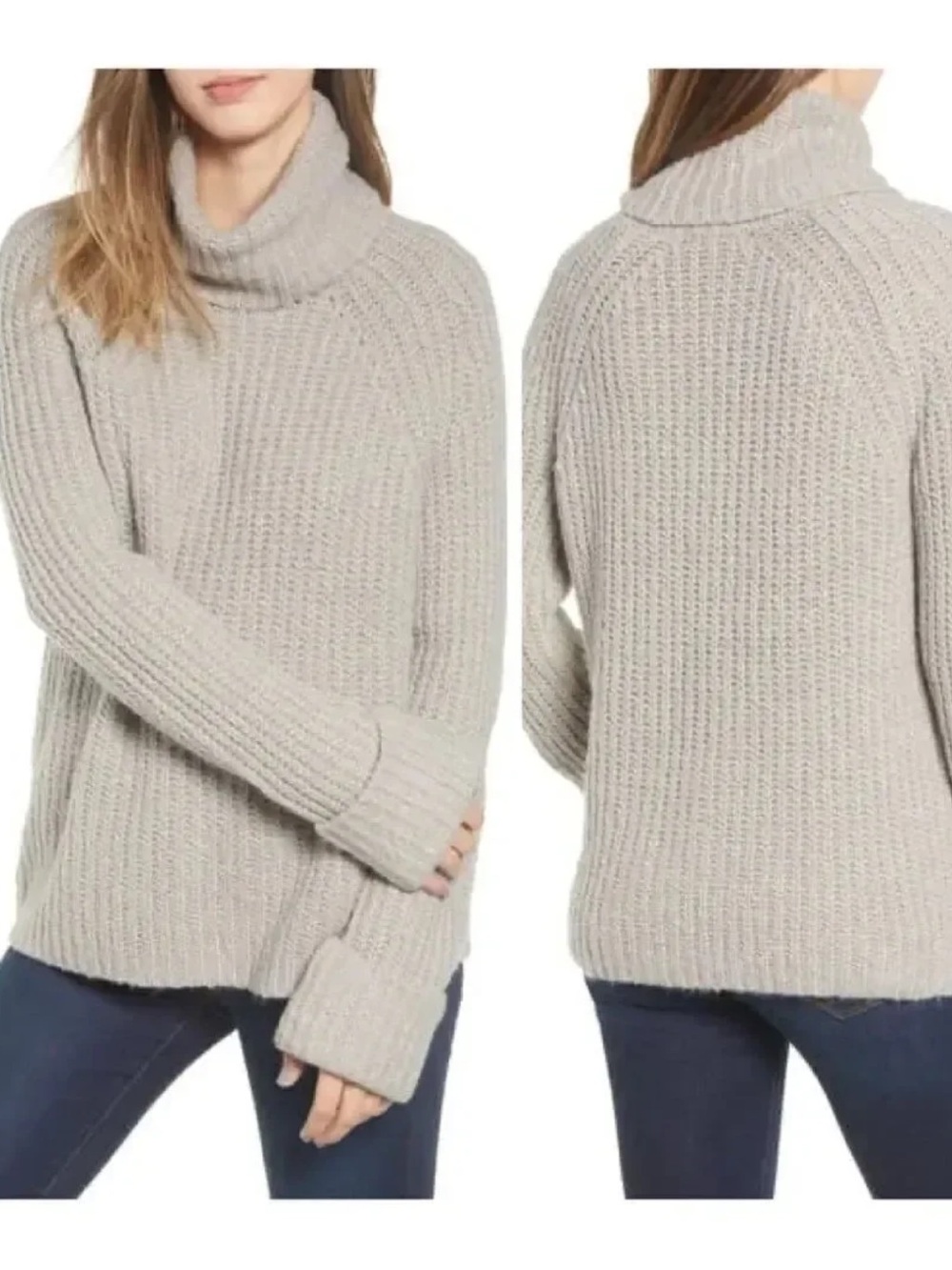 bp Chunky Ribbed Turtleneck Sweater in Light Taupe